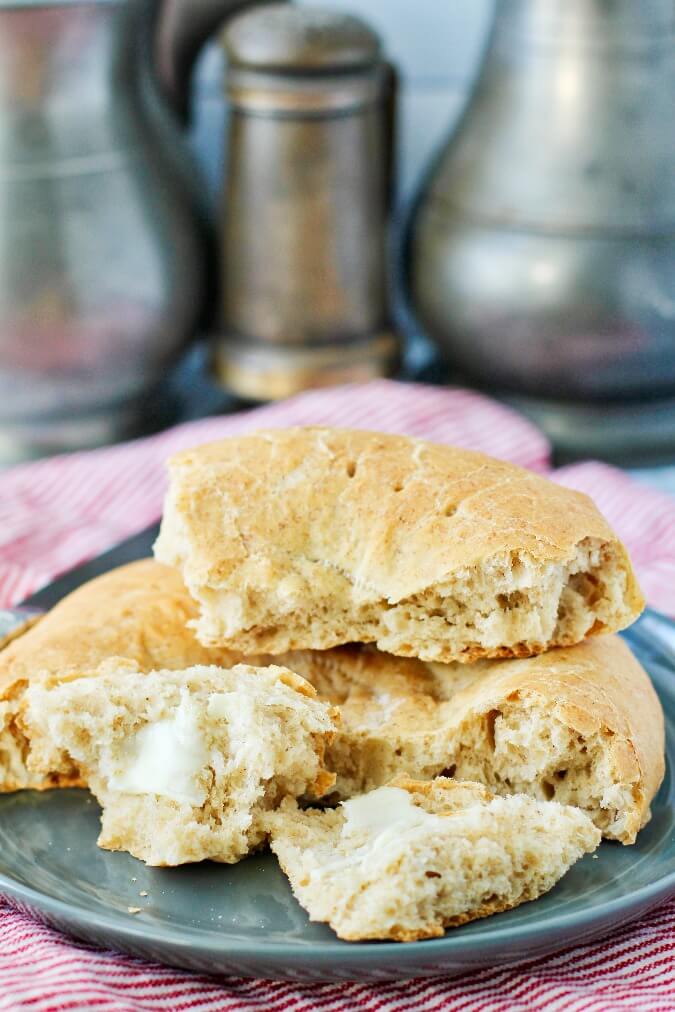 Uzbek stamped bread with butter