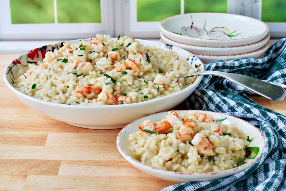Shrimp Risotto in bowls.