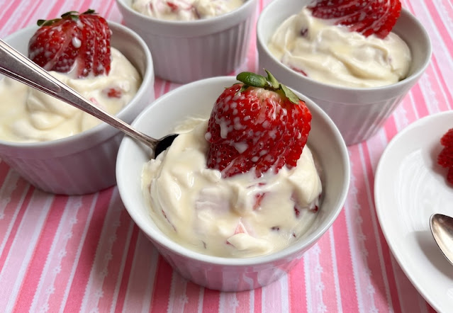Food Lust People Love: Fresas con Crema is a simple and delicious dessert made from strawberries and Mexican cream, known as crema, a rich store-bought dairy product prepared with two ingredients, heavy cream and buttermilk.