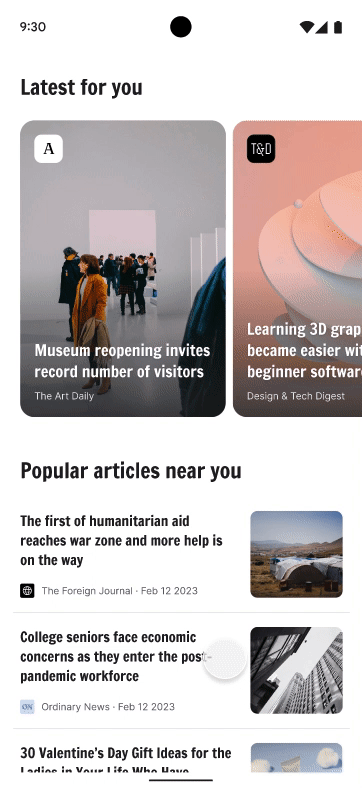 Moving image showing customizable height with partial custom tabs on a phone screen